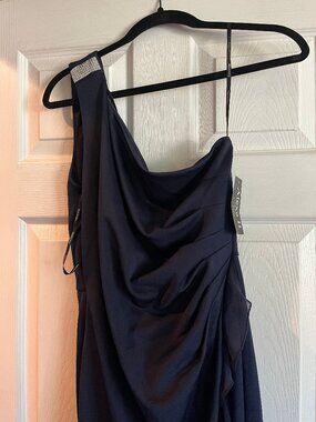 NEW w tags! Casual Alexa B Navy Blue One Shoulder Knee Length Dress sz 12 Ross